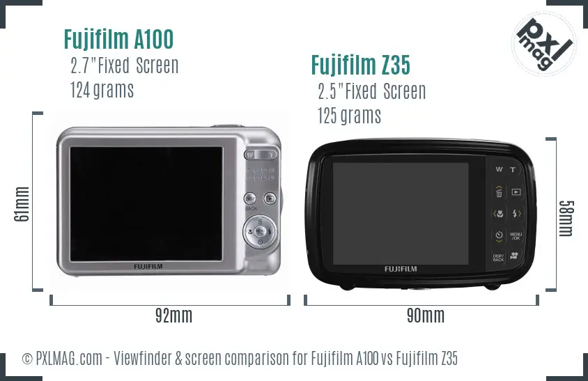 Fujifilm A100 vs Fujifilm Z35 Screen and Viewfinder comparison