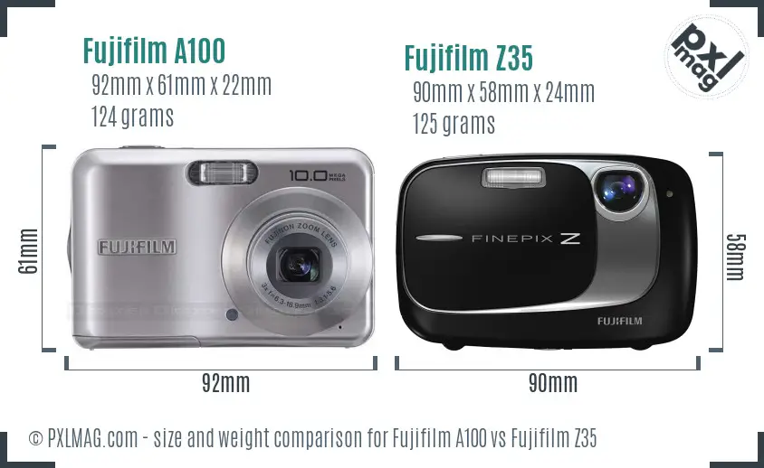 Fujifilm A100 vs Fujifilm Z35 size comparison