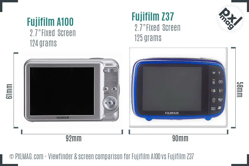 Fujifilm A100 vs Fujifilm Z37 Screen and Viewfinder comparison