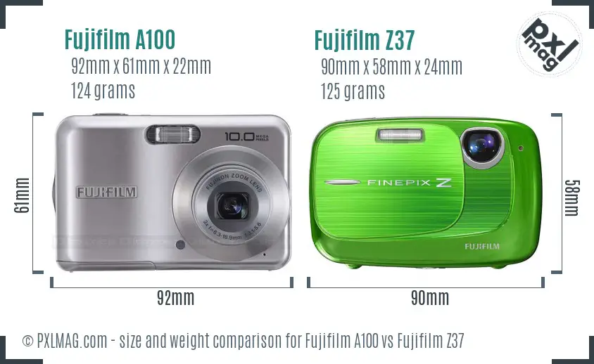Fujifilm A100 vs Fujifilm Z37 size comparison