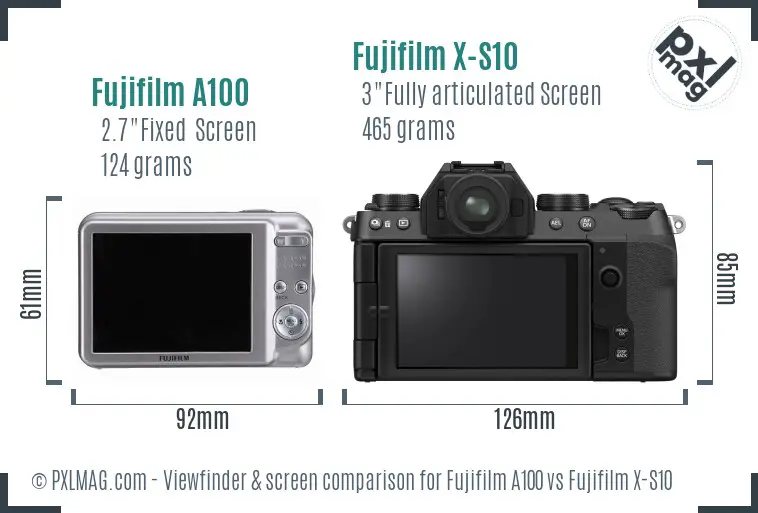Fujifilm A100 vs Fujifilm X-S10 Screen and Viewfinder comparison