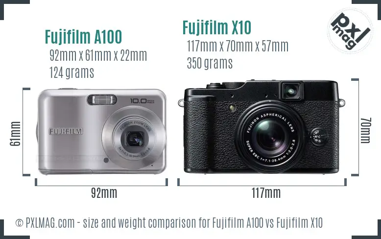 Fujifilm A100 vs Fujifilm X10 size comparison Fujifilm A100 vs Fujifilm X10 size comparison