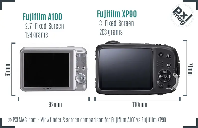 Fujifilm A100 vs Fujifilm XP90 Screen and Viewfinder comparison