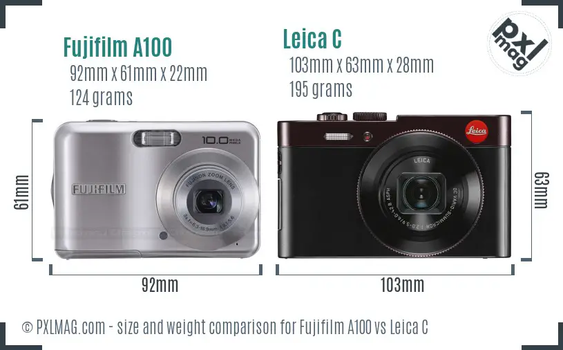 Fujifilm A100 vs Leica C size comparison Fujifilm A100 vs Leica C size comparison
