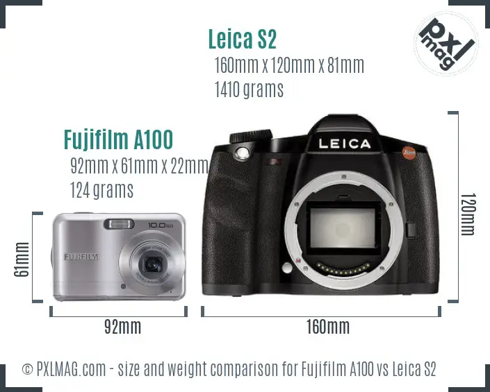 Fujifilm A100 vs Leica S2 size comparison Fujifilm A100 vs Leica S2 size comparison