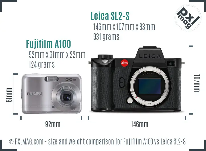 Fujifilm A100 vs Leica SL2-S size comparison