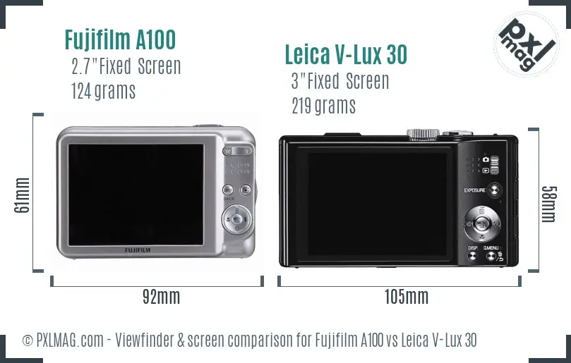 Fujifilm A100 vs Leica V-Lux 30 Screen and Viewfinder comparison