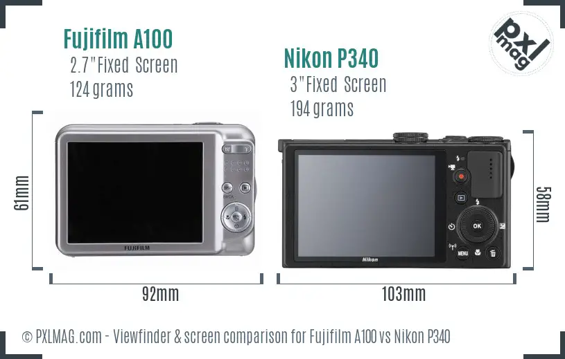 Fujifilm A100 vs Nikon P340 Screen and Viewfinder comparison Fujifilm A100 vs Nikon P340 Screen and Viewfinder comparison