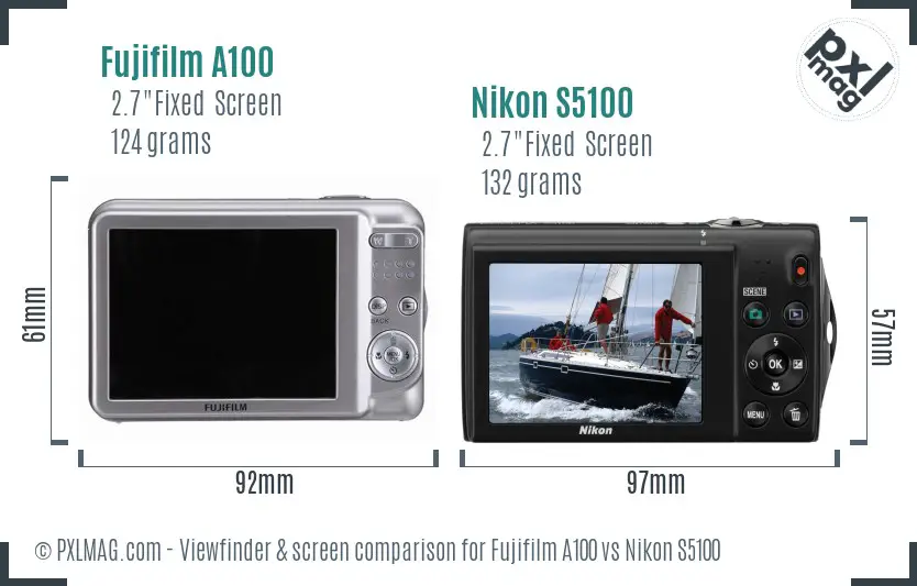 Fujifilm A100 vs Nikon S5100 Screen and Viewfinder comparison Fujifilm A100 vs Nikon S5100 Screen and Viewfinder comparison