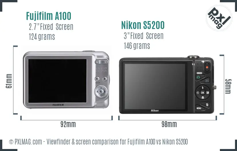 Fujifilm A100 vs Nikon S5200 Screen and Viewfinder comparison Fujifilm A100 vs Nikon S5200 Screen and Viewfinder comparison