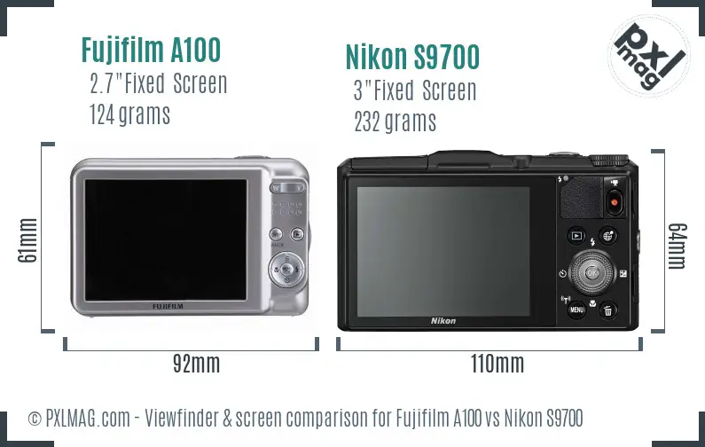 Fujifilm A100 vs Nikon S9700 Screen and Viewfinder comparison Fujifilm A100 vs Nikon S9700 Screen and Viewfinder comparison