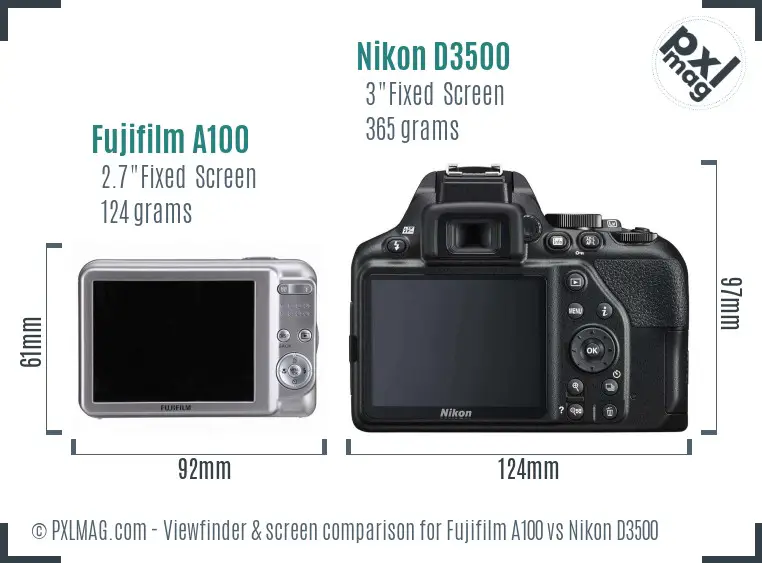 Fujifilm A100 vs Nikon D3500 Screen and Viewfinder comparison