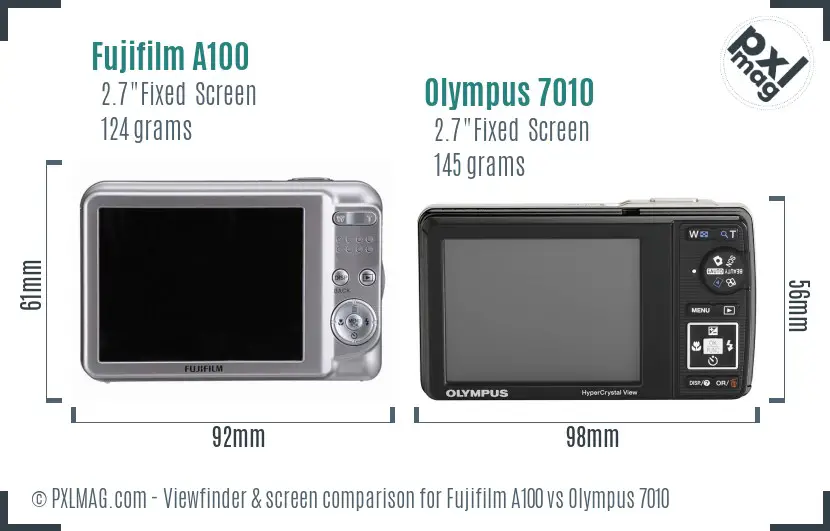 Fujifilm A100 vs Olympus 7010 Screen and Viewfinder comparison