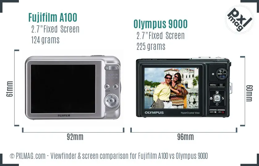 Fujifilm A100 vs Olympus 9000 Screen and Viewfinder comparison Fujifilm A100 vs Olympus 9000 Screen and Viewfinder comparison