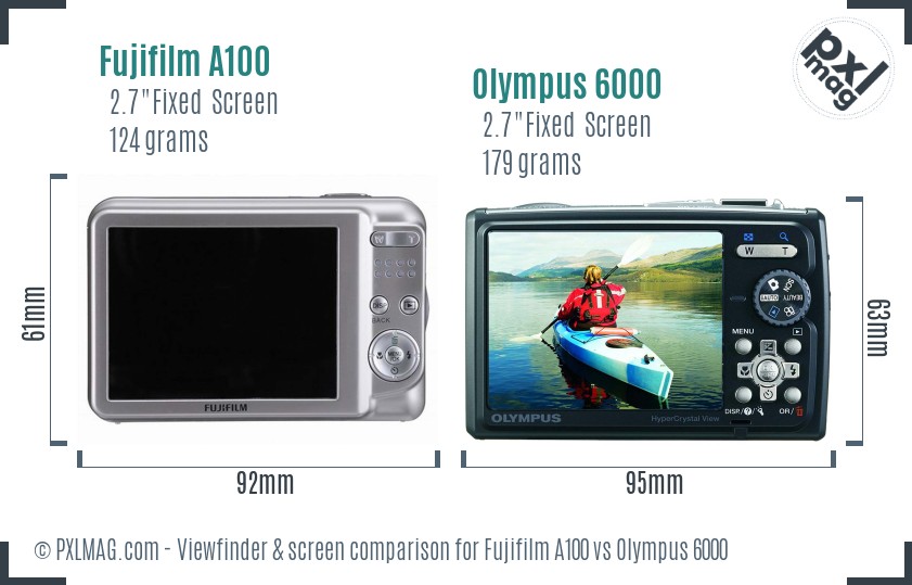 Fujifilm A100 vs Olympus 6000 Screen and Viewfinder comparison