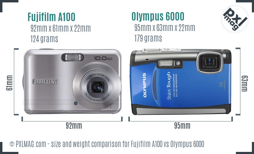 Fujifilm A100 vs Olympus 6000 size comparison Fujifilm A100 vs Olympus 6000 size comparison