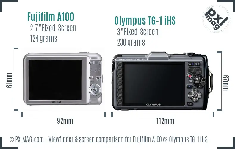 Fujifilm A100 vs Olympus TG-1 iHS Screen and Viewfinder comparison