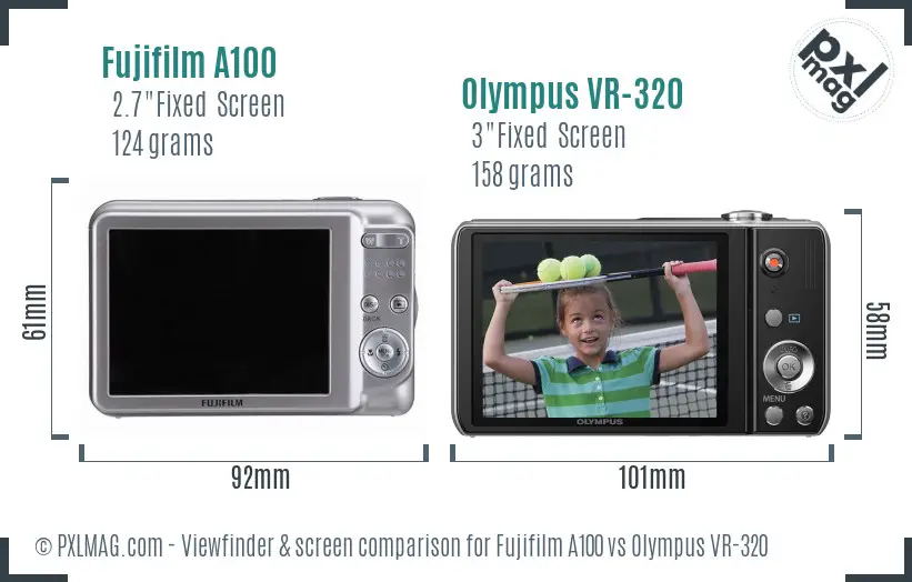 Fujifilm A100 vs Olympus VR-320 Screen and Viewfinder comparison