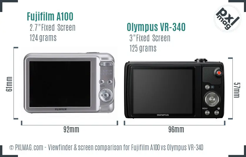 Fujifilm A100 vs Olympus VR-340 Screen and Viewfinder comparison Fujifilm A100 vs Olympus VR-340 Screen and Viewfinder comparison