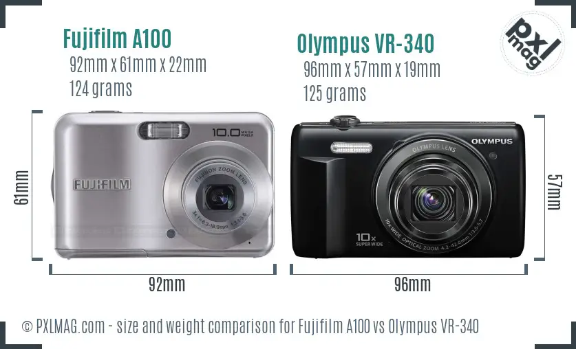 Fujifilm A100 vs Olympus VR-340 size comparison Fujifilm A100 vs Olympus VR-340 size comparison