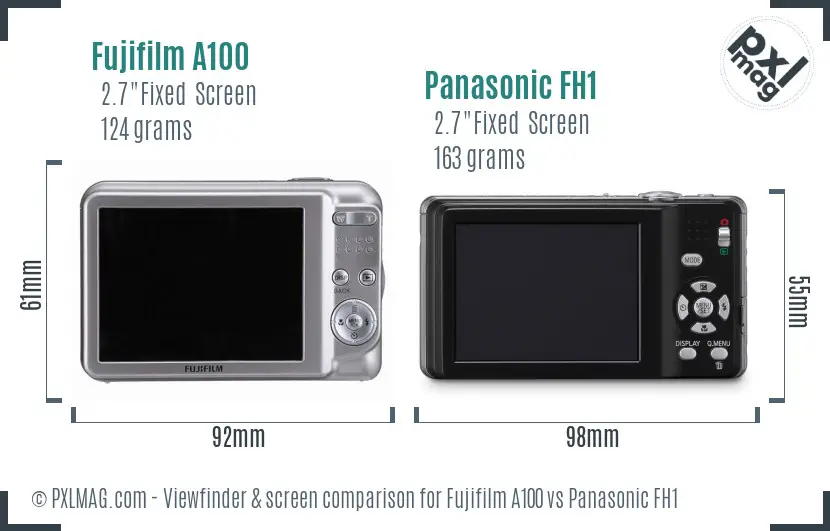 Fujifilm A100 vs Panasonic FH1 Screen and Viewfinder comparison Fujifilm A100 vs Panasonic FH1 Screen and Viewfinder comparison