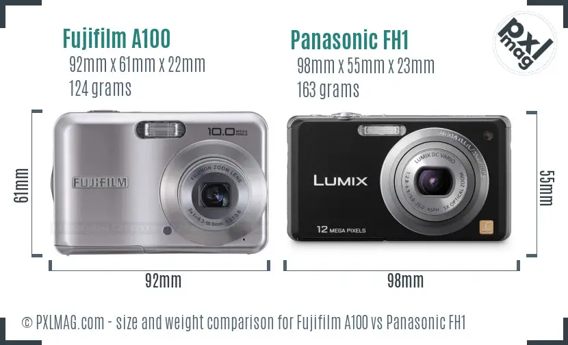 Fujifilm A100 vs Panasonic FH1 size comparison Fujifilm A100 vs Panasonic FH1 size comparison