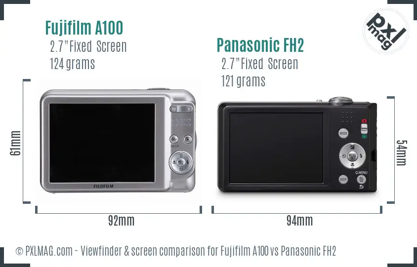 Fujifilm A100 vs Panasonic FH2 Screen and Viewfinder comparison