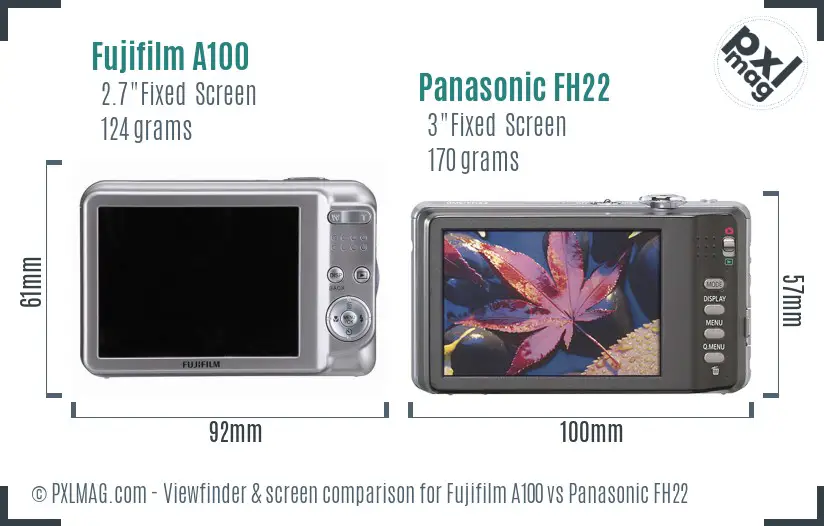 Fujifilm A100 vs Panasonic FH22 Screen and Viewfinder comparison