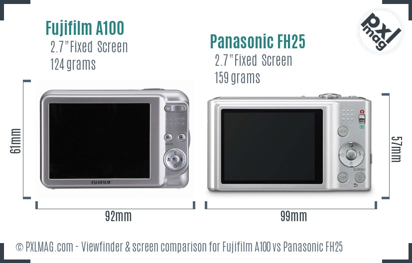 Fujifilm A100 vs Panasonic FH25 Screen and Viewfinder comparison