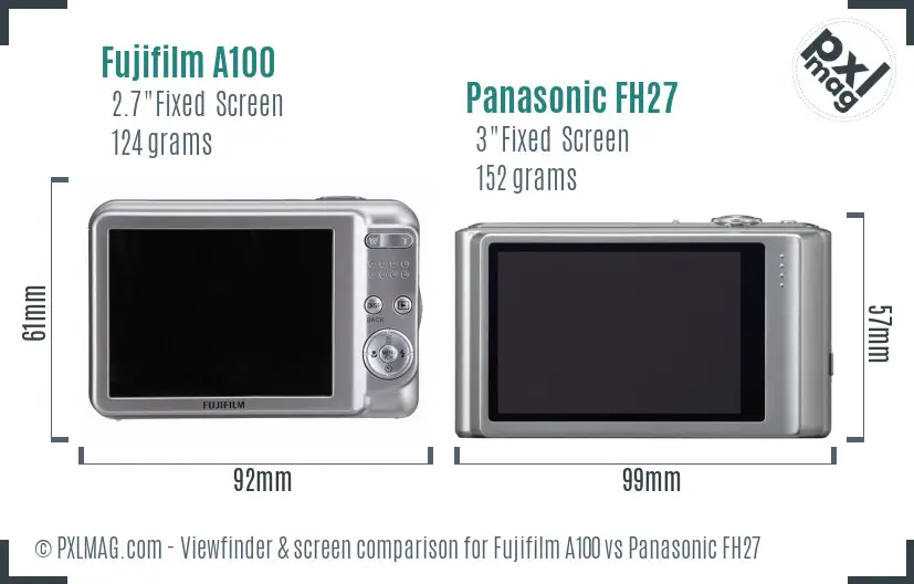 Fujifilm A100 vs Panasonic FH27 Screen and Viewfinder comparison