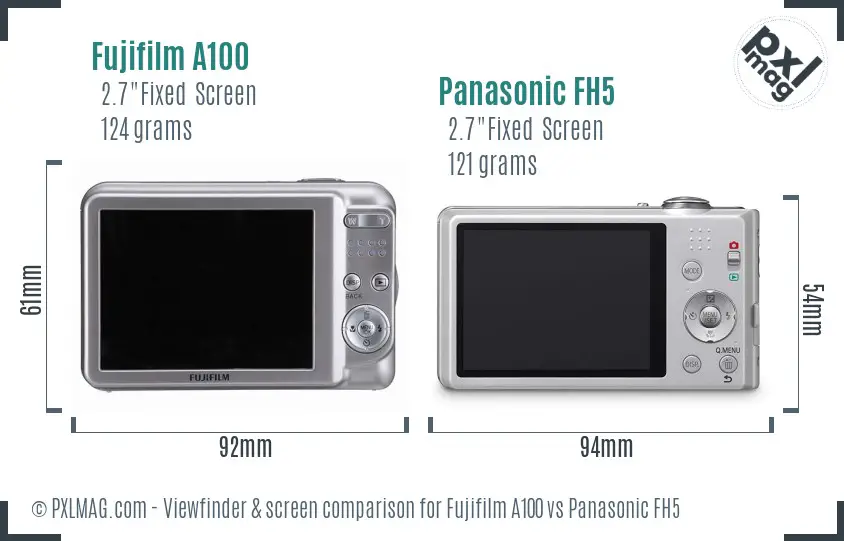 Fujifilm A100 vs Panasonic FH5 Screen and Viewfinder comparison