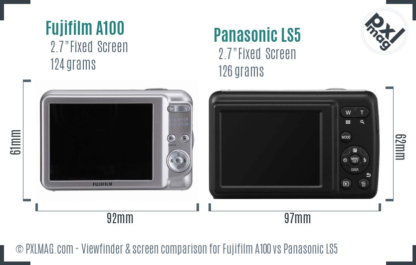 Fujifilm A100 vs Panasonic LS5 Screen and Viewfinder comparison