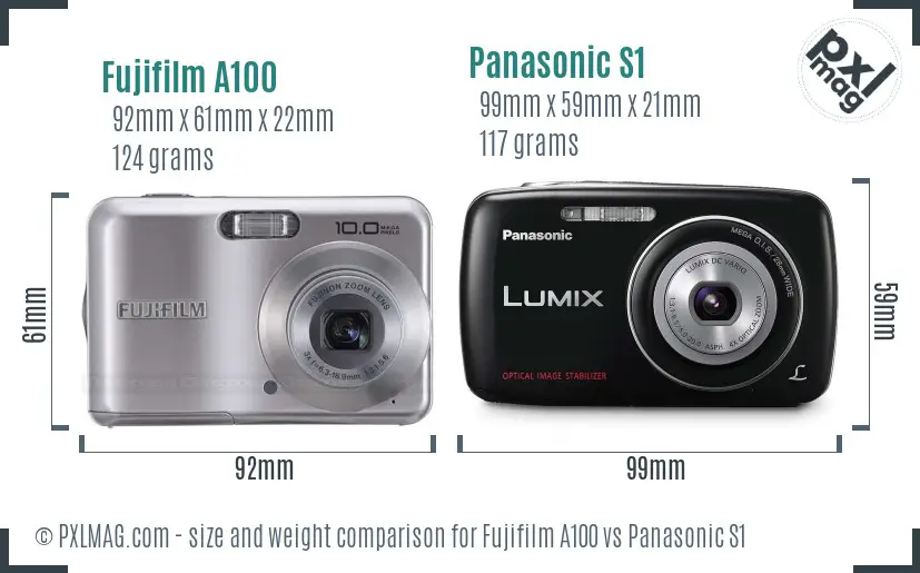 Fujifilm A100 vs Panasonic S1 size comparison