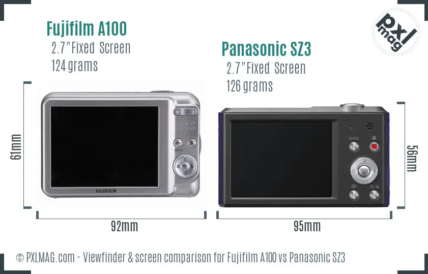 Fujifilm A100 vs Panasonic SZ3 Screen and Viewfinder comparison Fujifilm A100 vs Panasonic SZ3 Screen and Viewfinder comparison