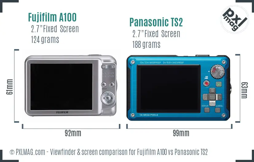 Fujifilm A100 vs Panasonic TS2 Screen and Viewfinder comparison