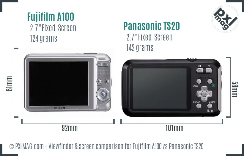 Fujifilm A100 vs Panasonic TS20 Screen and Viewfinder comparison