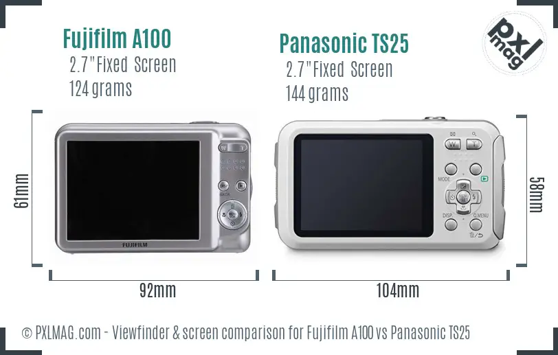 Fujifilm A100 vs Panasonic TS25 Screen and Viewfinder comparison Fujifilm A100 vs Panasonic TS25 Screen and Viewfinder comparison