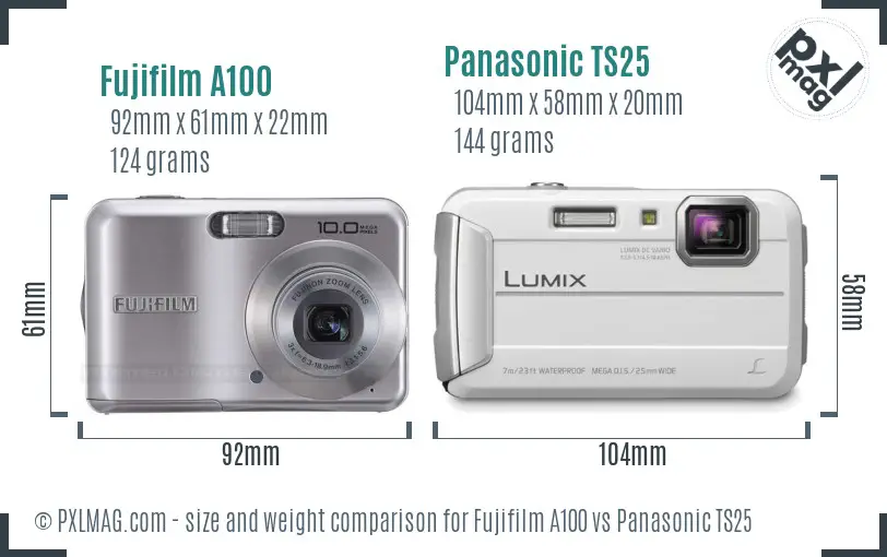 Fujifilm A100 vs Panasonic TS25 size comparison Fujifilm A100 vs Panasonic TS25 size comparison