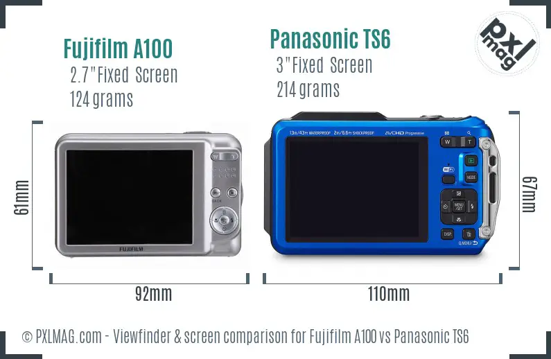 Fujifilm A100 vs Panasonic TS6 Screen and Viewfinder comparison
