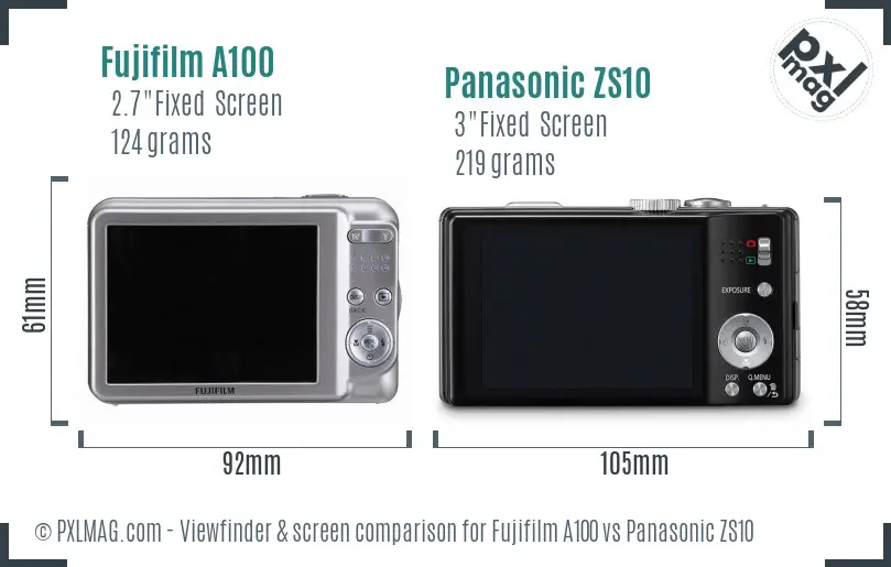 Fujifilm A100 vs Panasonic ZS10 Screen and Viewfinder comparison Fujifilm A100 vs Panasonic ZS10 Screen and Viewfinder comparison