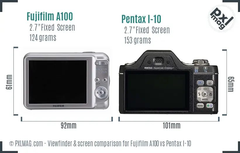 Fujifilm A100 vs Pentax I-10 Screen and Viewfinder comparison Fujifilm A100 vs Pentax I-10 Screen and Viewfinder comparison
