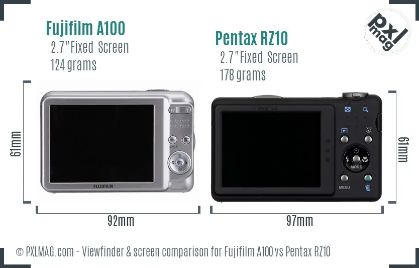 Fujifilm A100 vs Pentax RZ10 Screen and Viewfinder comparison
