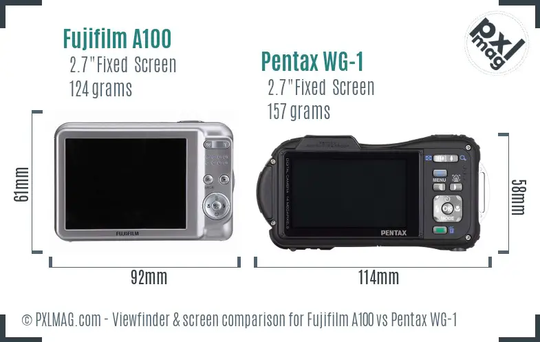 Fujifilm A100 vs Pentax WG-1 Screen and Viewfinder comparison