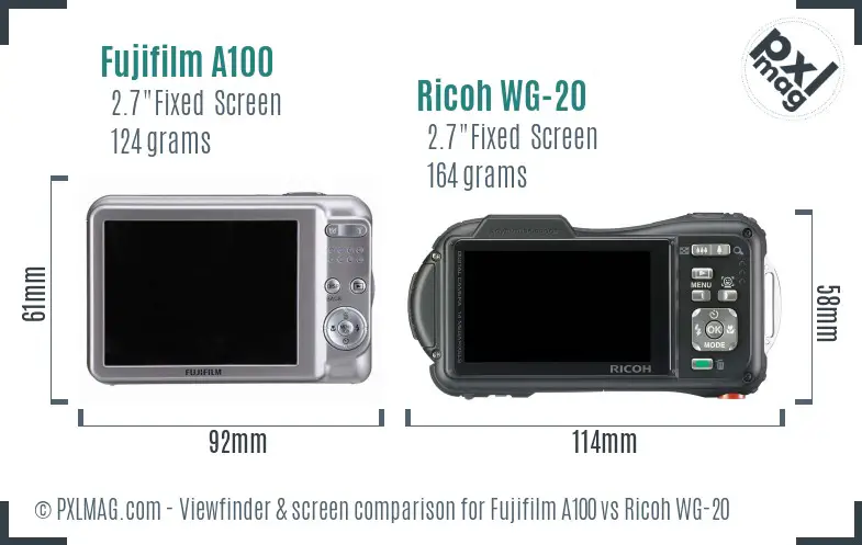 Fujifilm A100 vs Ricoh WG-20 Screen and Viewfinder comparison