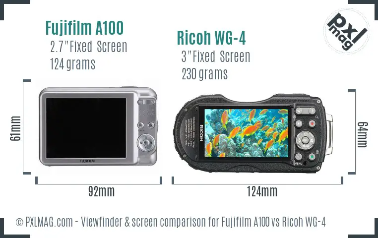 Fujifilm A100 vs Ricoh WG-4 Screen and Viewfinder comparison Fujifilm A100 vs Ricoh WG-4 Screen and Viewfinder comparison