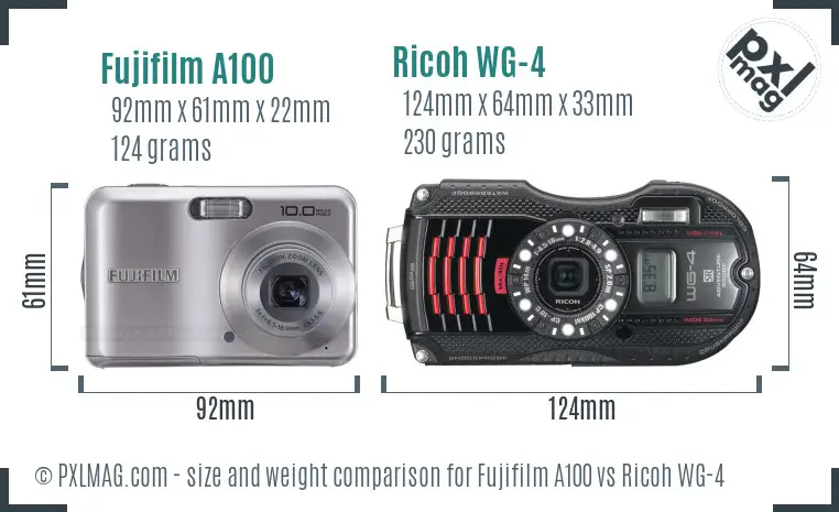 Fujifilm A100 vs Ricoh WG-4 size comparison Fujifilm A100 vs Ricoh WG-4 size comparison
