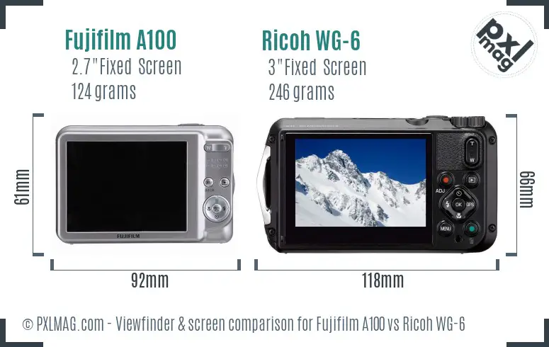 Fujifilm A100 vs Ricoh WG-6 Screen and Viewfinder comparison