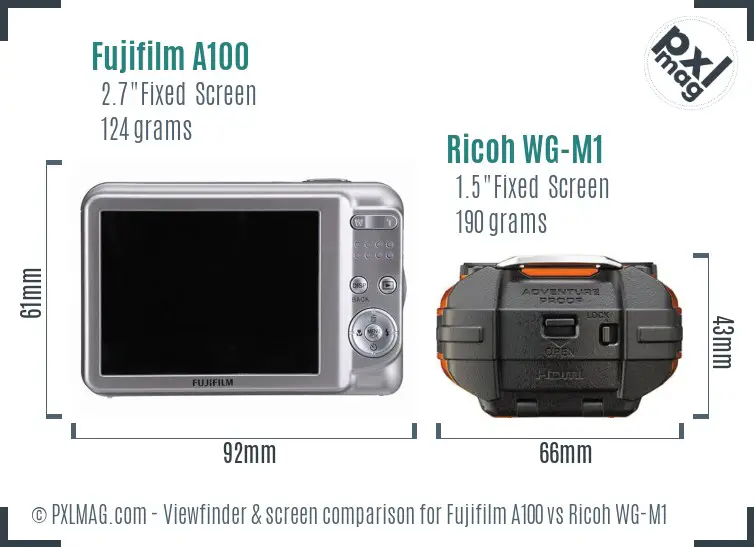 Fujifilm A100 vs Ricoh WG-M1 Screen and Viewfinder comparison