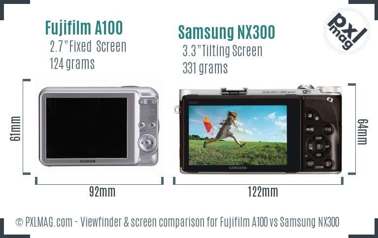 Fujifilm A100 vs Samsung NX300 Screen and Viewfinder comparison