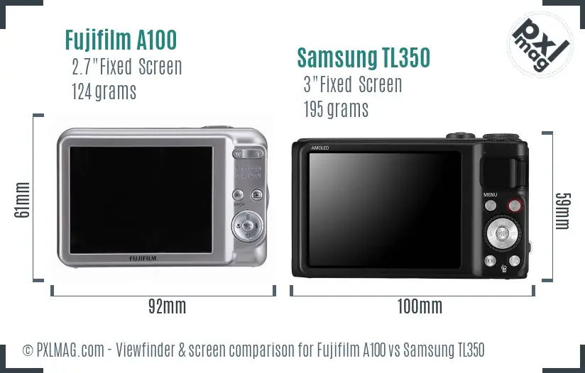 Fujifilm A100 vs Samsung TL350 Screen and Viewfinder comparison Fujifilm A100 vs Samsung TL350 Screen and Viewfinder comparison